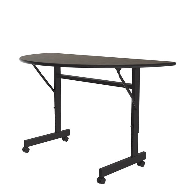 Correll Deluxe Adjustable Height Flip Top Training Table, 24" W, 48" L, Melamine Laminate Top, Walnut FT2448MR-01